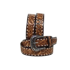 34" Western 1-1/2" Cross gun Buckstitch Full-Grain Leather Belt 26RS121