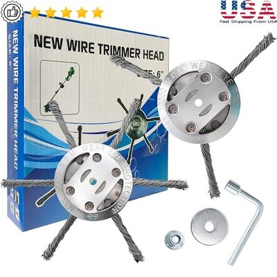 6 Inch Steel Wire Brush Cutter Trimmer Head Lawn Mower Attachment Weeds Cleaning