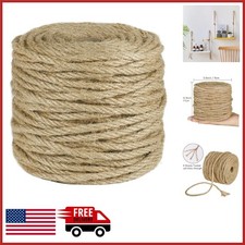 5mm Thick Jute Rope 164ft for Gardening Crafting Macrame Cat Scratching