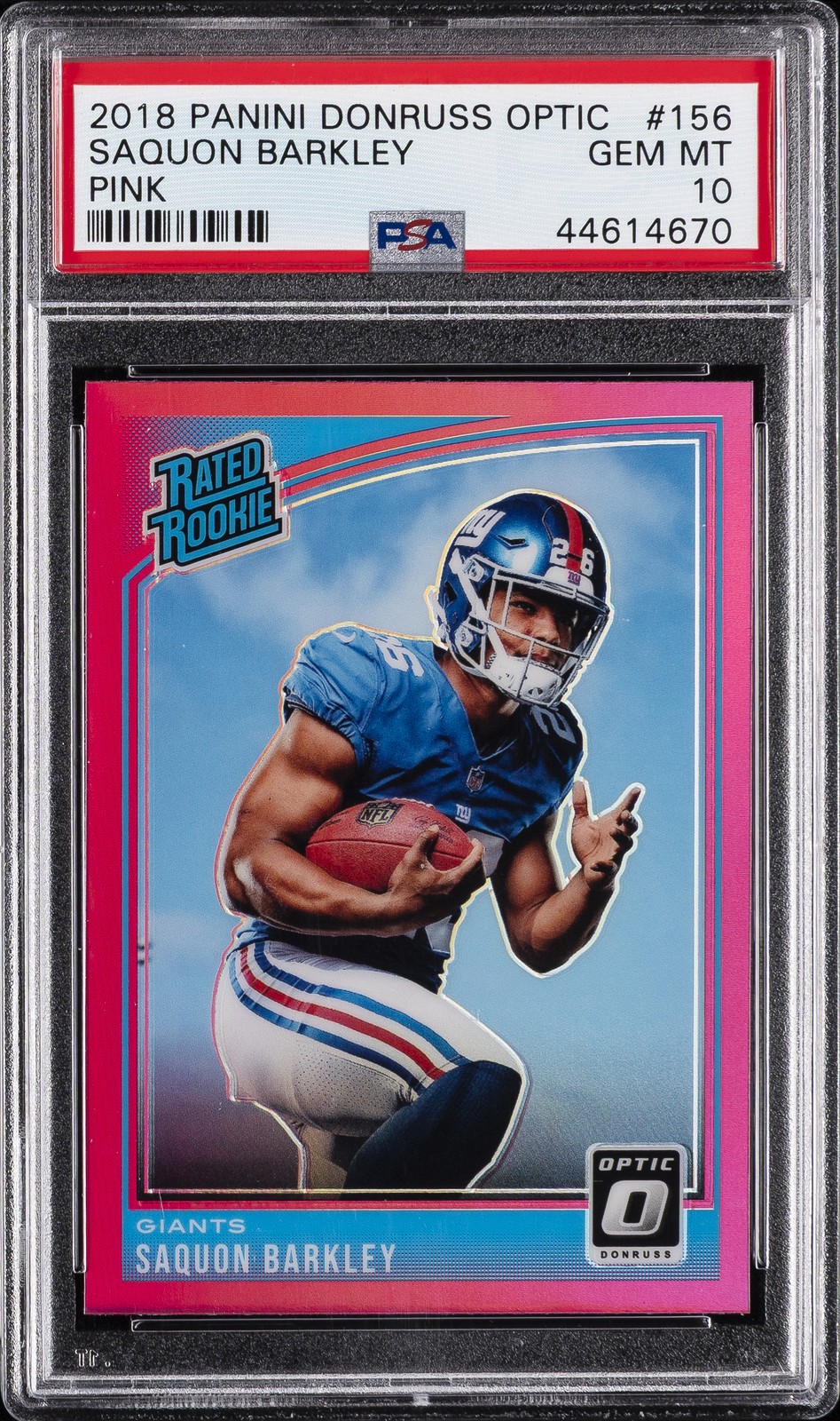 2018 PANINI DONRUSS OPTIC PINK #156 SAQUON BARKLEY ROOKIE RC PSA 10
