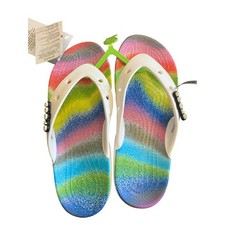 Crocs Classic Spray Dye FlipFlops White Multi Rainbow Mens 6 Womens 8 208058-94S