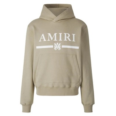 Beigefarbener Hoodie mit MA-Bar-Logo von Amiri