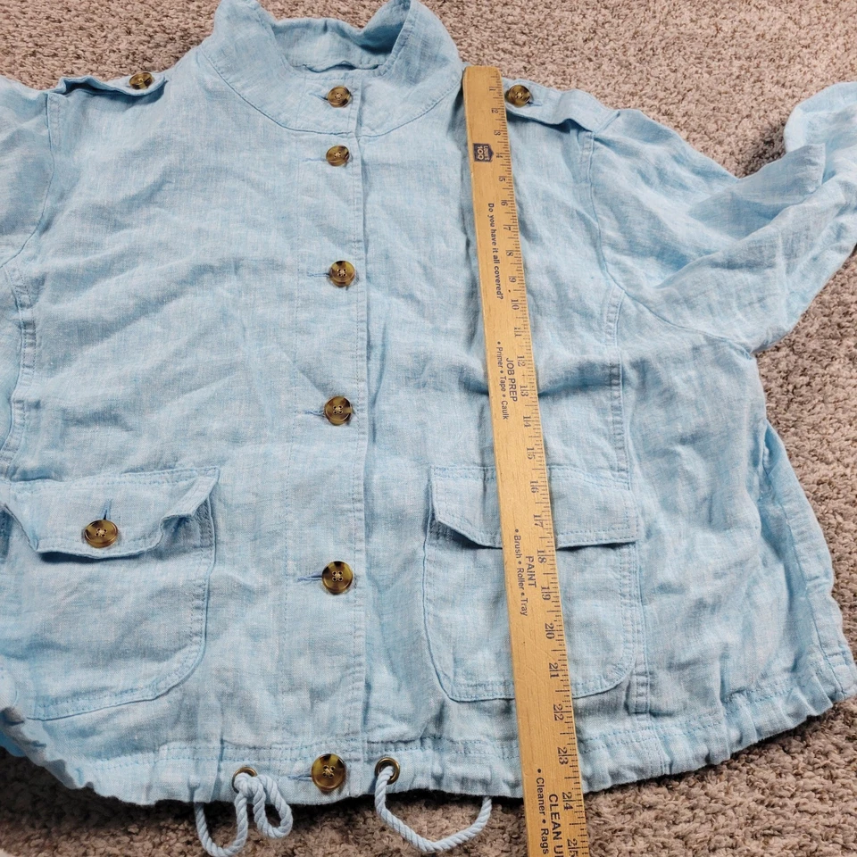 Talbots Blazer Womens 2XP Blue 100% Linen Work Office Jacket Business Button Up  - Image 4 of 4