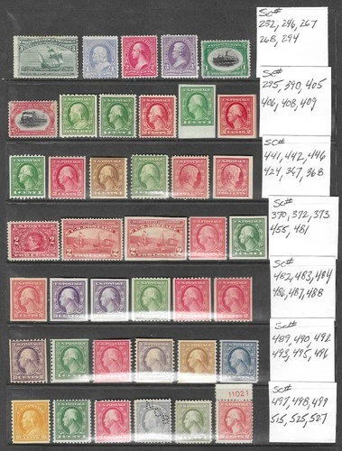 Large Mint US Stamp Collection  (Scott  232 - 527)  40 Stamps  ALL DIFFERENT!!!