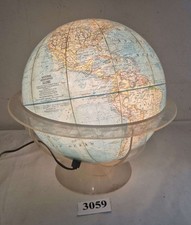 Vintage MCM 1962 National Geographic Illuminated World Globe w/ Lucite Stand