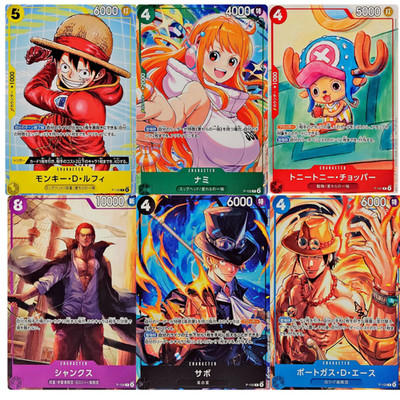 6 Card Luffy Nami Ace Sabo Shanks P-101 P-106 Japanese ONE PIECE