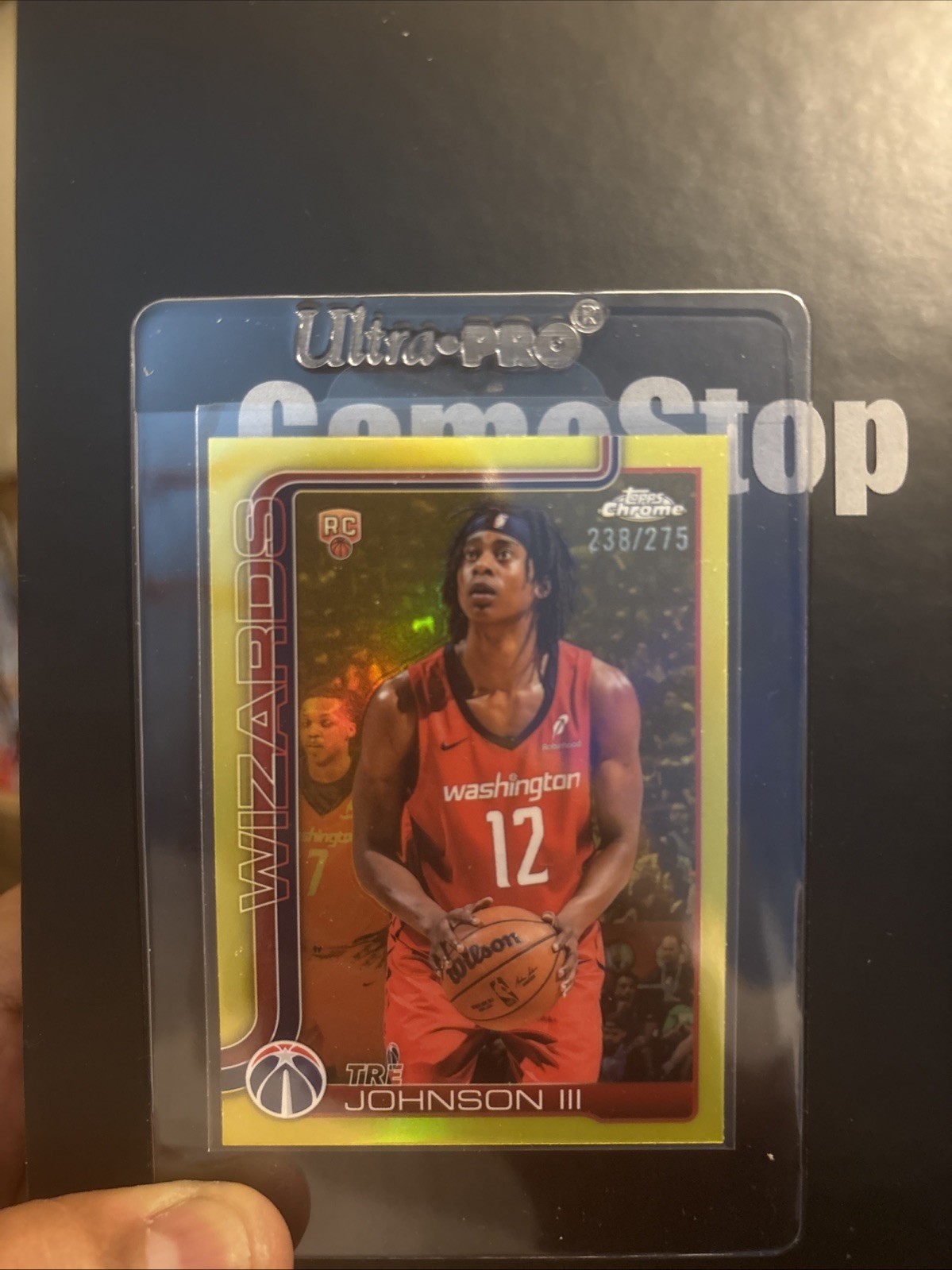 2025-26 Topps Chrome Tre Johnson III RC #256 Yellow Refractor /275  Wizards