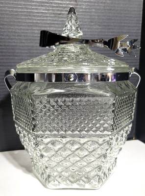 Vintage Wexford by Anchorage Hocking? Crystal Ice Bucket with Tongs