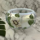 Fenton Vintage Hand Painted Floral Bowl Candle Holder Opalescent Iridescent