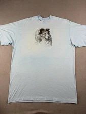 Vintage Shetland Sheepdog T Shirt Adult Size XL Blue Single Stitch Animals 80s