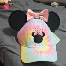 Disney Minnie Mouse Multicolor Tie-Dye Hat with Ears and Pink Bow