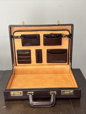 FRANZEN Briefcase Top Grain Leather Briefcase Leather Lined Combo Lock Attache