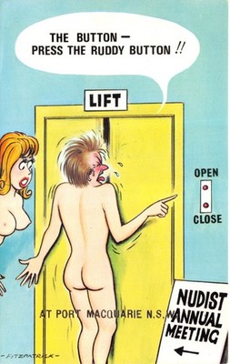 BAMFORTH COMIC POSTKARTE NR 100 AUSTRALISCHER AUFDRUCK FKK ungebraucht sehr guter Zustand