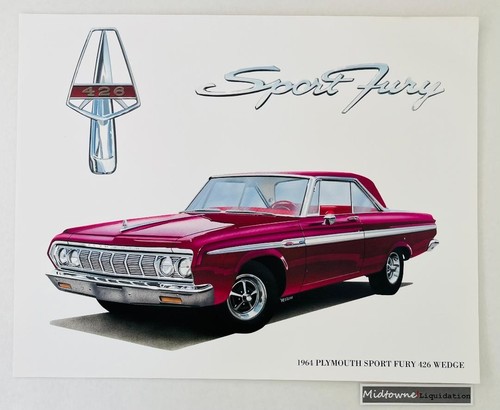 Original 1964 Plymouth Sport Fury 426 11" x 14" Licensed Lithograph Art Print