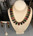 Vintage Multicolored Necklace With Matching Earrings Unbranded Costume Jewelry