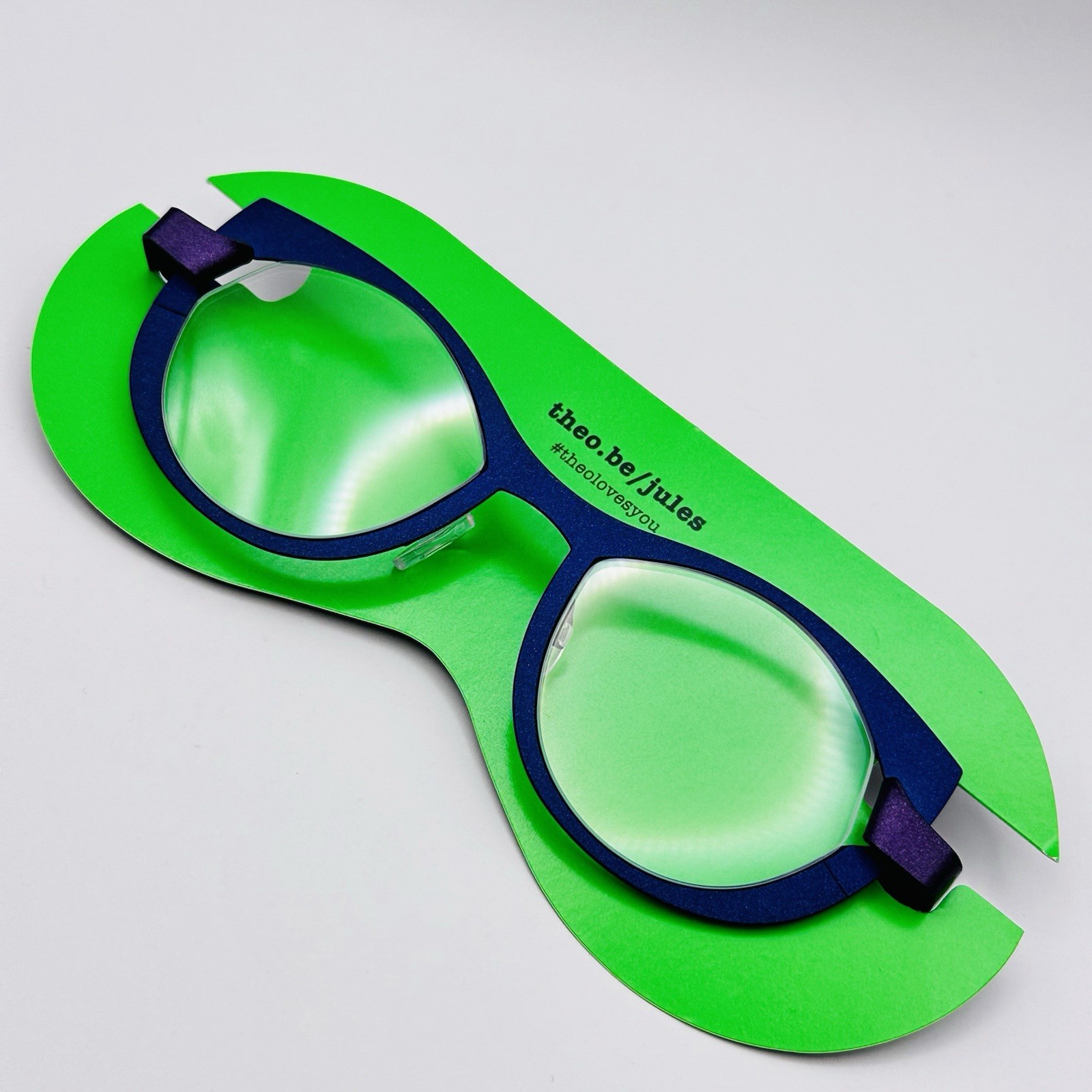 Theo Eyeglasses Ladies Oval Blue Purple Cateye James Plooi 310 Belgium NEW