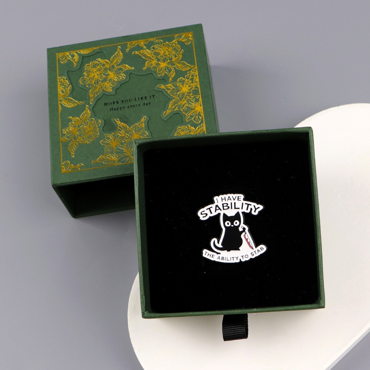 Cat with Knife Enamel Pin Cartoon Black Cat Badge For Backpack Women's Brooch