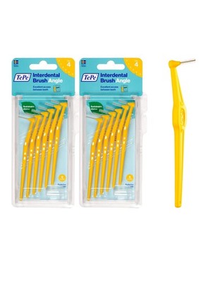 TePe Angle Interdental Brushes Yellow 0.7mm (Size 4) 6 Pack - 2 Pack Bundle (12 