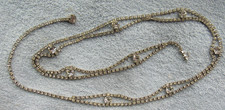 Vintage Prong Set Rhinestone 32-41 Inch Belt Silver Tone