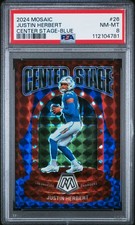 2024 PANINI MOSAIC CENTER STAGE BLUE #26 JUSTIN HERBERT 45/99 PSA 8