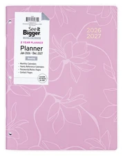 See it Bigger Monthly Planner, Rose Floral 2-Year 2026-2027 8.5x11in