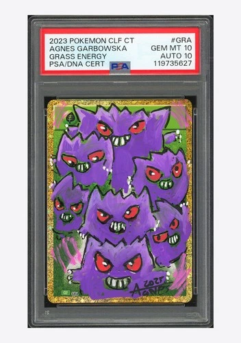 Pokemon PSA 10 AUTO 10 Grass Energy Holo Gengar Agnes Garbowska 2023 GRA CLF JPN