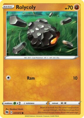 rolycoly pokemon card value Rolycoly 105/192 Rebel Clash Reverse Holo Common Pokemon Card NM