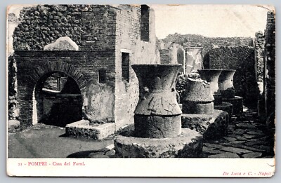 Pompei Casa Dei Forni Italy Ruins Vintage Postcard De Luca