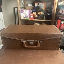 Vintage 8 Track Tape Carry Case Storage Holder Faux Brown Leather Holds 24 Tapes