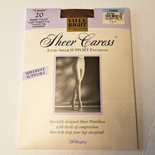 VINTAGE Worthington Sheer Caress SUPPORT PANTIHOSE WOMENS SIZE LONG SUNTAN USA