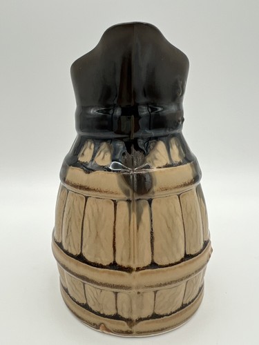 Vintage French Pottery 6” Barrel Creamer Pitcher Black Drip Glaze P65/50 France - Picture 9 of 11