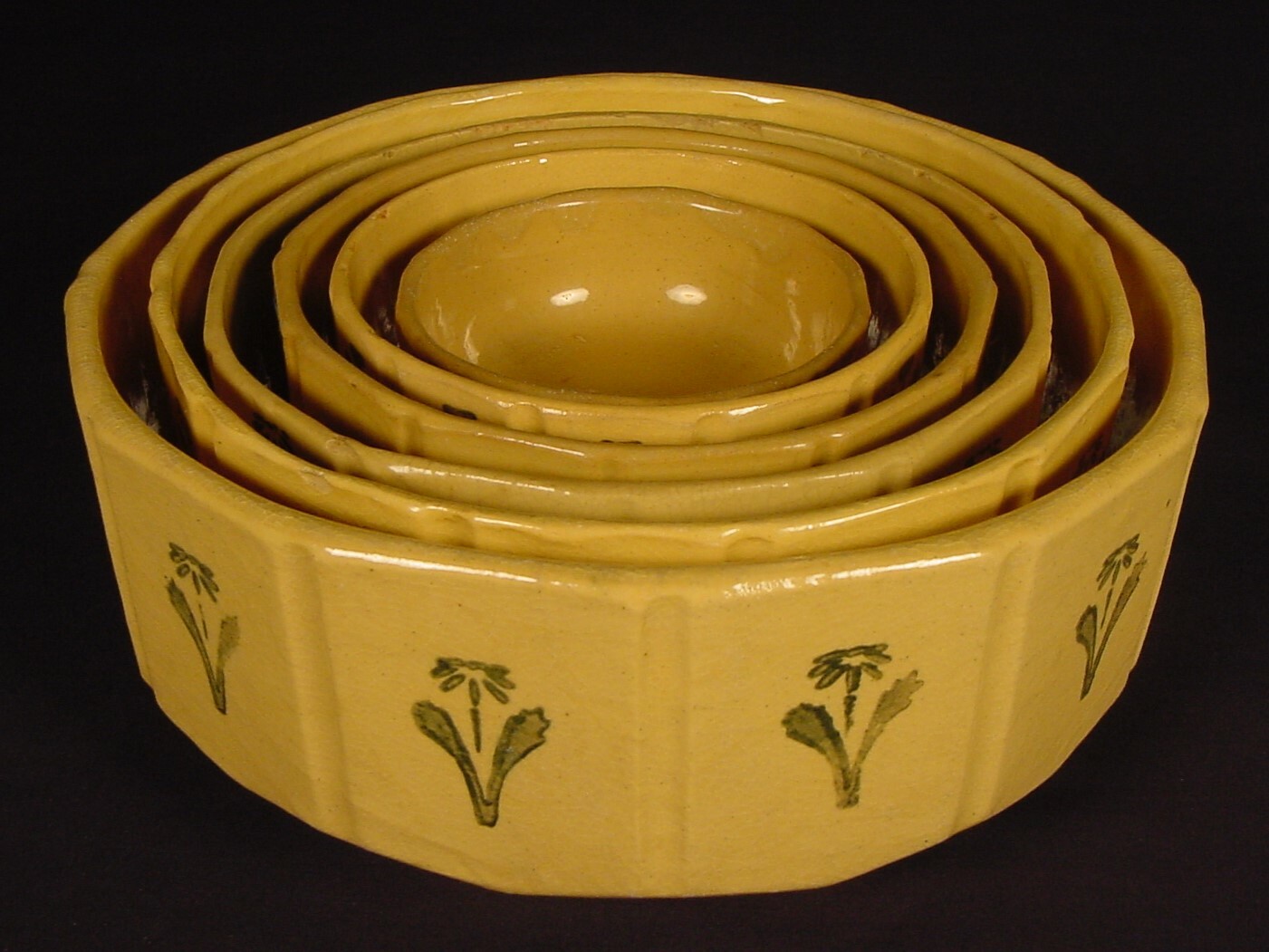 VERY RARE ANTIQUE AMERICAN 12 PANEL DAISY 6 BOWL SET MORTON POTTERY YELLOW WARE eBay