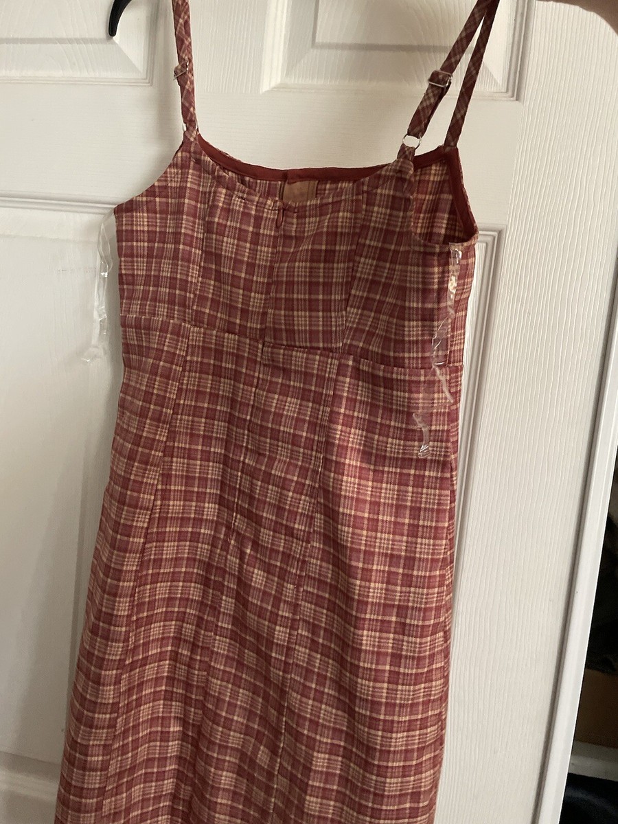 red and brown plaid dress After Sun Beaded Fringe Mini Dress main image 1