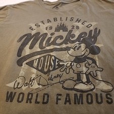 Disney Parks Walt Disney 1928 Mickey Mouse World Famous Green T-Shirt Sz XXL