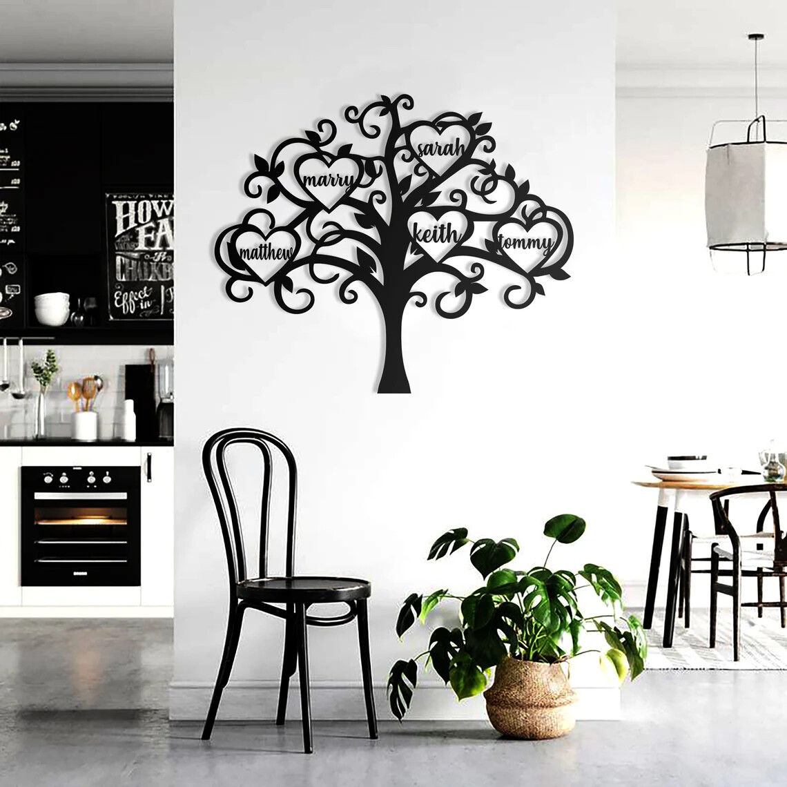 Personalized FAMILY TREE Metal Name Sign, Custom Family Name Wall Art ...