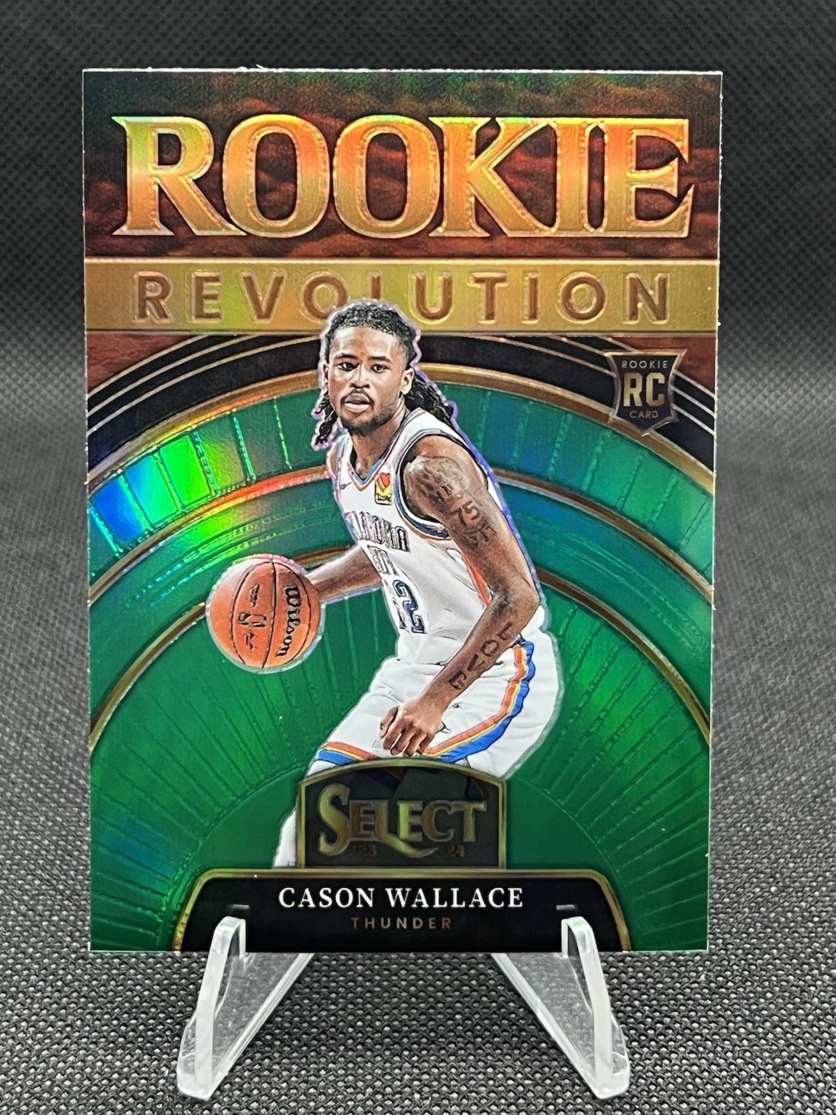 2023-24 Panini Select #29 Cason Wallace Rookie Revolution Green Prizm
