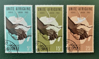 3 Briefmarke, 1963, Konferenz der afrik. Staatsoberhäuter, Guinea, gestempelt