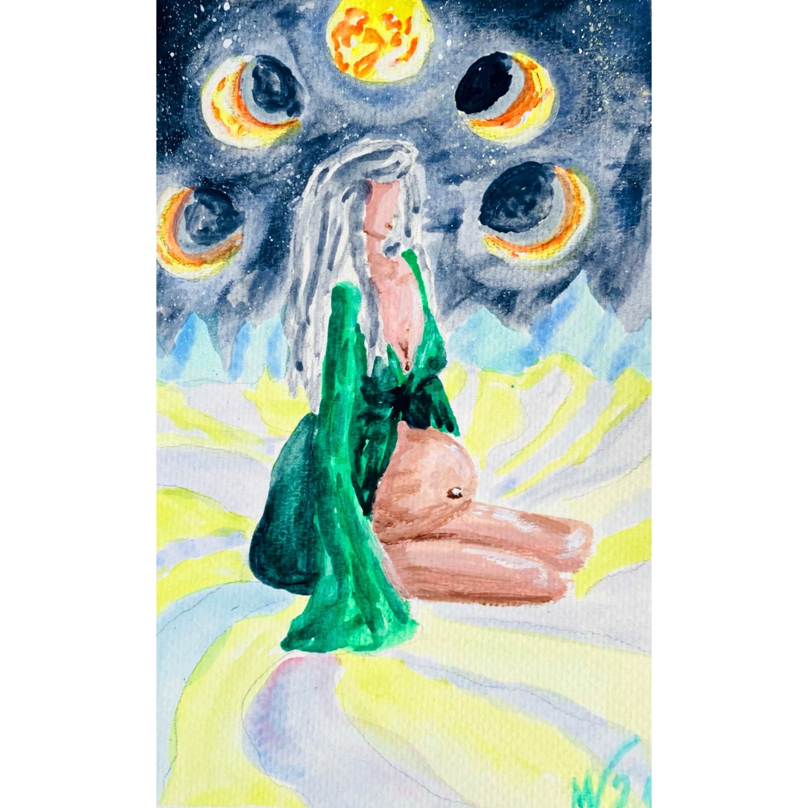 Pregnant Woman Watercolor Painting Pregnancy Wall Art Original Decor