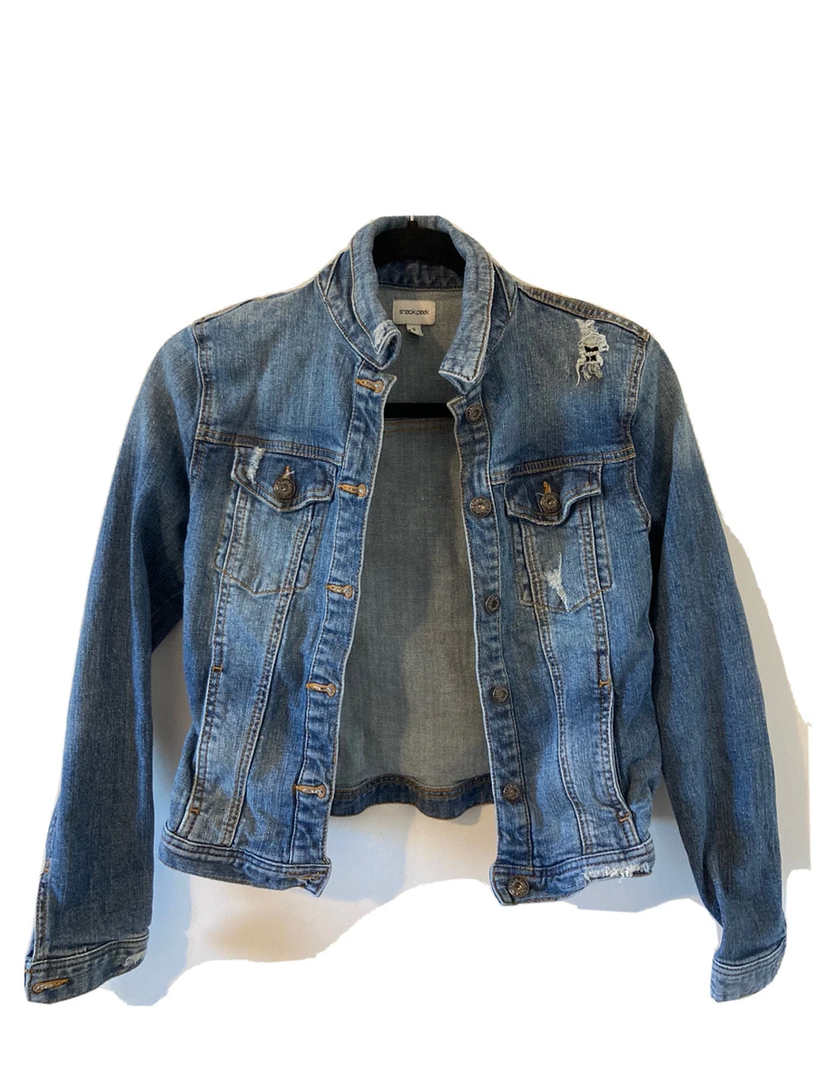Juniors distressed cheap denim jacket
