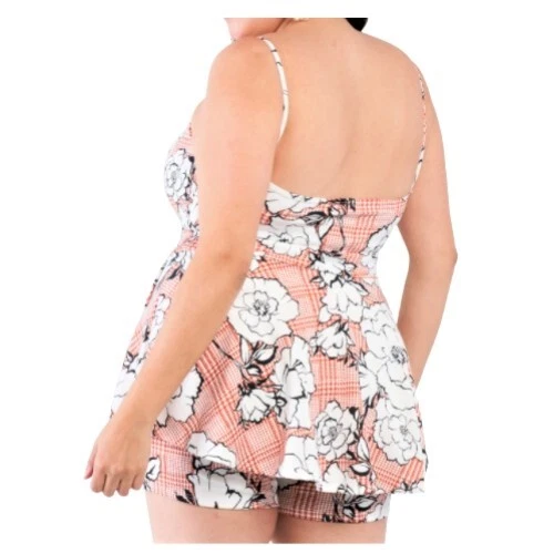 Floral Short Skort Mini V-Neck Romper - Plus - 1X, 2X & 3X - Image 2 of 4