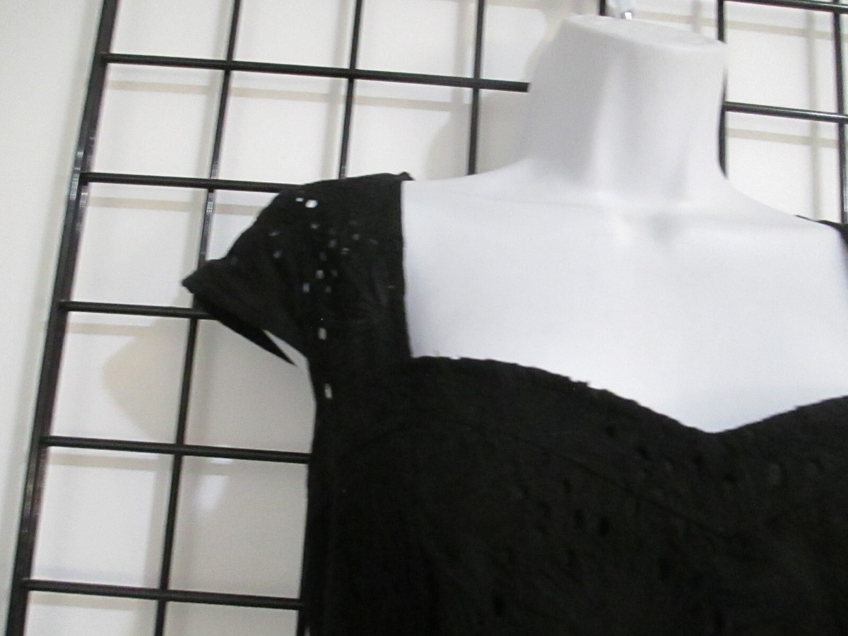 NEW" BLACK SAKS FIFTH AVENUE  SIZE 10==BLACK EYELET / SHEATH DRESS | eBay