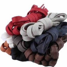 FLAT Premium Waxed Cotton Shoelaces Sneakers Colored Shoe Laces Boot Strings.