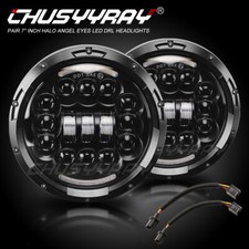 COPPIA FARI LED 7" DOT E MARCATI CROMATI PER LAND ROVER DEFENDER 90 110