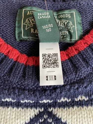 Ralph Lauren Fair Isle Patchwork Bear Graphic Canoe American Flag Jumper XS-S - Picture 6 of 11