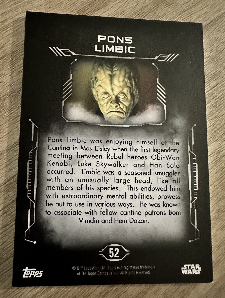 2016 Topps Star Wars Masterwork #52 Pons Limbic Blue Metallic
