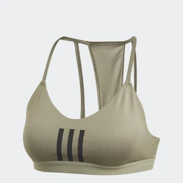 adidas All Me 3-Stripes Mesh Sports Bra Bralette Legacy Green Black Womens 2XS - Image 3 of 4