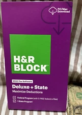 2023 H&R Block Tax Software Deluxe w State 2023 PC MAC Download Key turbotax