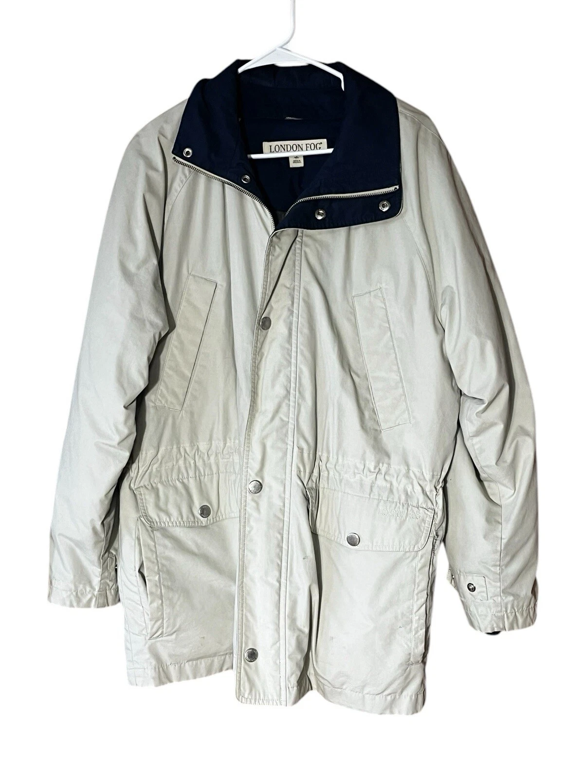 London Fog Mens Softshell Quilt Lined Full Zip Coat Jacket Beige Size S Regular