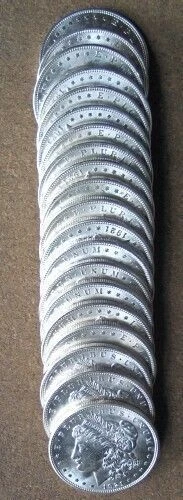 ORIGINAL ROLL 1921-P MORGAN SILVER  DOLLARS.. CH/GEM BU