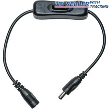 Inline DC Power Switch with 5.5mm x 2.1mm Barrel Connectors for LED Strip Light